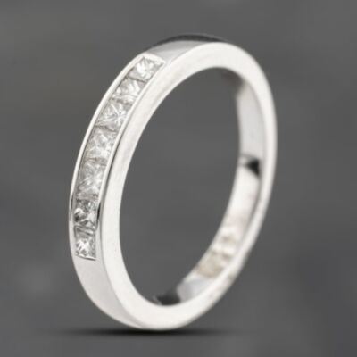 Pre-Owned 18ct White Gold 0.50ct Princess Cut Diamond Half Eternity Ring 43121306
