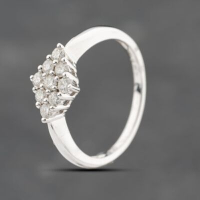 Pre-Owned 18ct White Gold 0.41ct Brilliant Cut Diamond Boat Shaped Cluster Ring 43121322