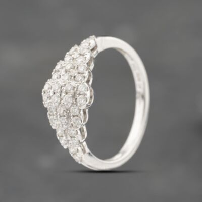 Pre-Owned 18ct White Gold 0.50ct Brilliant Cut Diamond Boat Shaped Cluster Ring 43121324