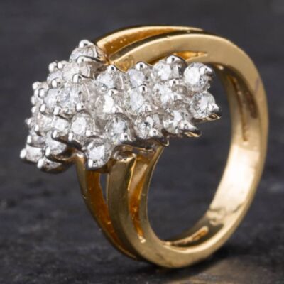 Pre-Owned 14ct Yellow Gold 1.50ct Brilliant Cut Diamond Multi Stone Cluster Ring 4312168