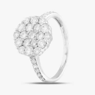 Pre-Owned 18ct White Gold 1.00ct Brilliant Cut Diamond Flower Cluster Ring 4312338