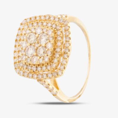 Pre-Owned 18ct Yellow Gold 1.00ct Brilliant Cut Diamond Cushion Cluster Ring 4312349