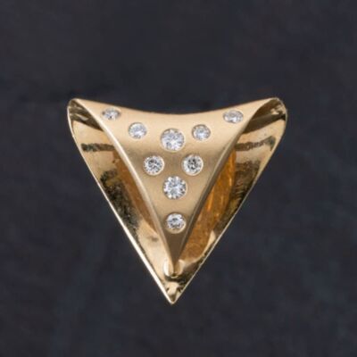 Pre-Owned 14ct Yellow Gold 0.25ct Brilliant Cut Diamond Triangular Textured Loose Pendant 4314029