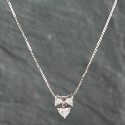 Pre-Owned Platinum 0.62ct Diamond Bow Pendant & 19 Inch Box Chain 43141014