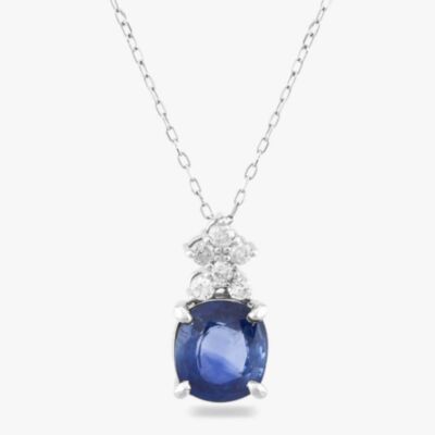 Pre-Owned Platinum 2.58ct Oval Cut Sapphire & 0.21ct Brilliant Cut Diamond Pendant & 18 Inch Trace Chain 43141076