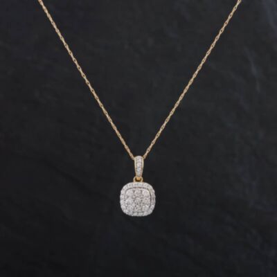 Pre-Owned 14ct Yellow Gold 0.50ct Brilliant Cut Diamond Pendant & 18 Inch Prince Of Wales Chain 4314109
