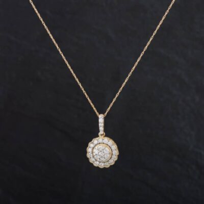 Pre-Owned 14ct Yellow Gold 0.75ct Brilliant Cut Diamond Pendant & 18 Inch Prince Of Wales Chain 4314111
