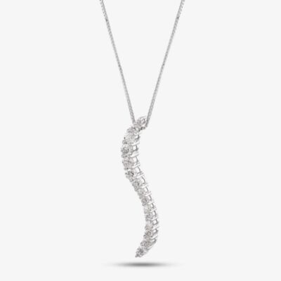 Pre-Owned 18ct White Gold 1.00ct Brilliant Cut Diamond Pendant & 18 Inch Box Chain 4314114