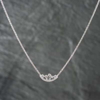 Pre-Owned 14ct White Gold 0.42ct Diamond Multi Stone Pendant & 16 Inch Rope Chain 43141212