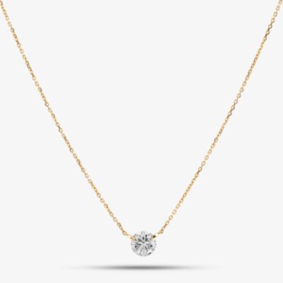 Pre-Owned 18ct Yellow Gold 0.71ct Brilliant Cut Diamond Floating Single Stone Pendant & 16-18 Inch Trace Chain 43141216