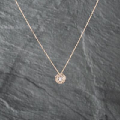 Pre-Owned 14ct Yellow Gold 0.55ct Brilliant Cut Diamond Cluster Pendant & 16 Inch Trace Chain 43141220