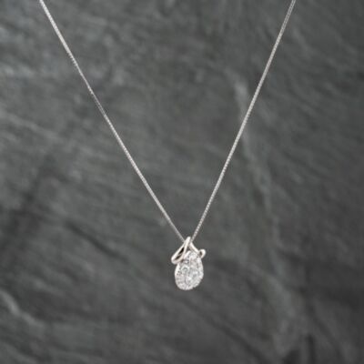 Pre-Owned Platinum 1.04ct Diamond Tear Drop Pendant & 16-18 Inch Box Chain 43141223