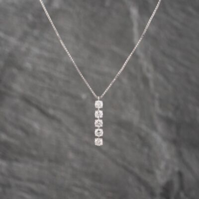 Pre-Owned Platinum 1.00ct Brilliant Cut Diamond Five Stone Pendant & 16-18 Inch Box Chain 43141252