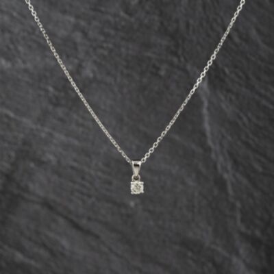 Pre-Owned 18ct White Gold 0.30ct Brilliant Cut Diamond Solitaire Pendant & 16 Inch Trace Chain 43141342