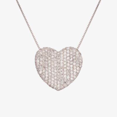Pre-Owned Platinum 18 Inch 2.20ct Pave Diamond Heart Necklace 4314181