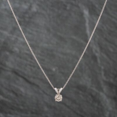 Pre-Owned White Gold 0.50ct Brilliant Cut Diamond Pendant & 18 Inch Trace Chain 4314211