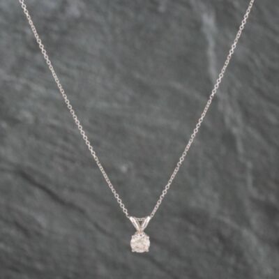 Pre-Owned White Gold 0.50ct Brilliant Cut Diamond Pendant & 18 Inch Trace Chain 4314214