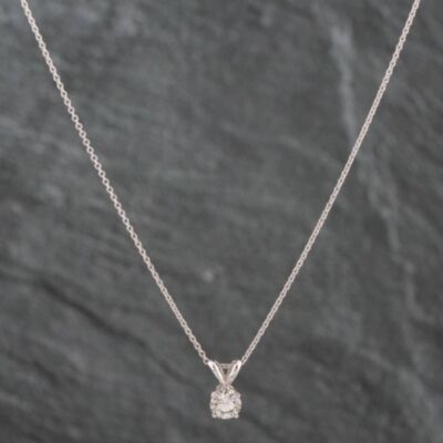 Pre-Owned White Gold 0.50ct Brilliant Cut Diamond Pendant & 18 Inch Trace Chain 4314222