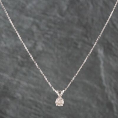 Pre-Owned White Gold 0.50ct Brilliant Cut Diamond Pendant & 18 Inch Trace Chain 4314225