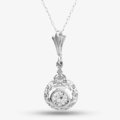 Pre-Owned Platinum 0.45ct Brilliant Cut Diamond Pendant & 18 Inch Trace Chain 4314229