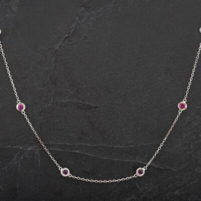 Pre-Owned 14ct White Gold 18 Inch Ruby Set Necklace 4314459