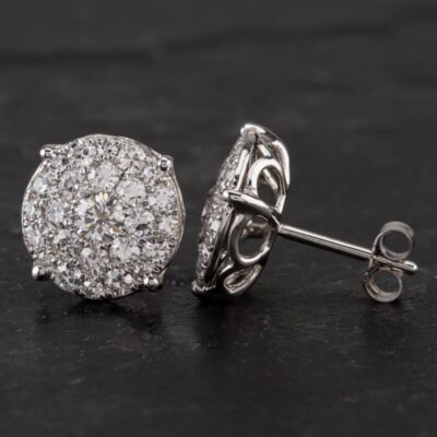 Pre-Owned 14ct White Gold Diamond Stud Earrings 4317040