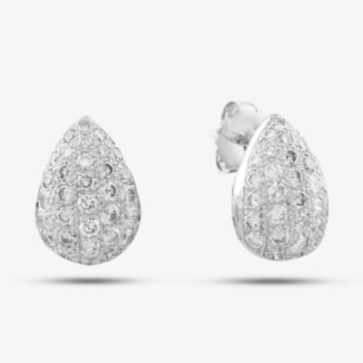 Pre-Owned 18ct White Gold 1.75ct Brilliant Cut Diamond Pear Shaped Pave Stud Earrings 43171004