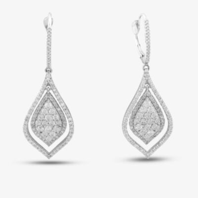 Pre-Owned 14ct White Gold 1.50ct Brilliant Cut Diamond Pear Shaped Dropper Earrings 43171049