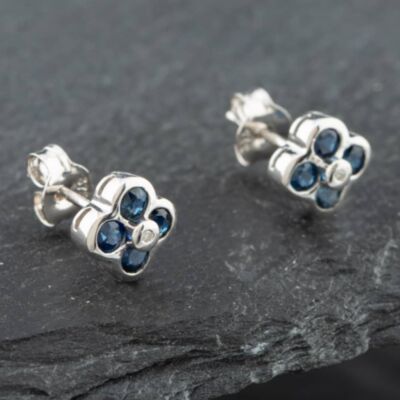 Pre-Owned White Gold 0.66ct Brilliant Cut Sapphire & Diamond Stud Earrings 43171064