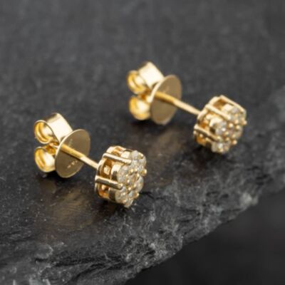 Pre-Owned 14ct Yellow Gold 0.50ct Brilliant Cut Diamond Flower Stud Earrings 43171138