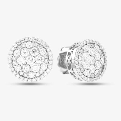 Pre-Owned 14ct White Gold Brilliant Cut Diamond Round Stud Earrings 43171175