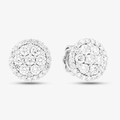 Pre-Owned 14ct White Gold Brilliant Cut Diamond Round Cluster Stud Earrings 43171178