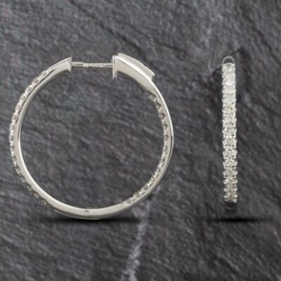 Pre-Owned 14ct White Gold 0.57ct Brilliant Cut Diamond Hoop Earrings 4317128