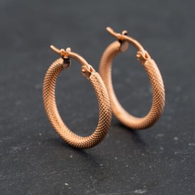 Pre-Owned Rose Gold 20mm Patterned Hoop Earrings 43171414