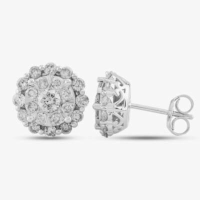 Pre-Owned 9ct White Gold 1.00ct Brilliant Cut Diamond Cluster Stud Earrings 4317174