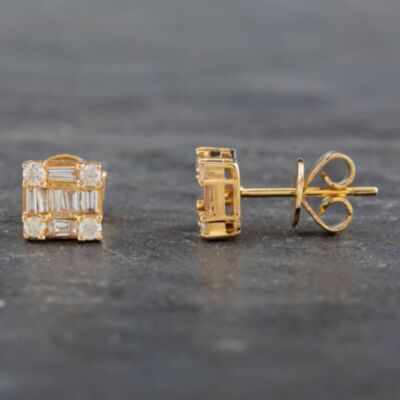 Pre-Owned 14ct Yellow Gold 0.55ct Diamond Stud Earrings 4317177