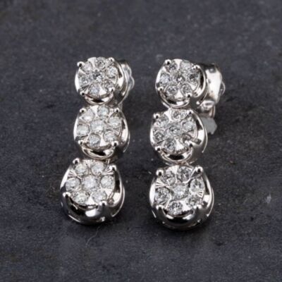 Pre-Owned 9ct White Gold 0.50ct Diamond Dropper Earrings 4317354