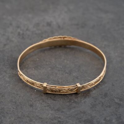 Pre-Owned 9ct Yellow Gold Patterned Small Expandable Bangle 43211017
