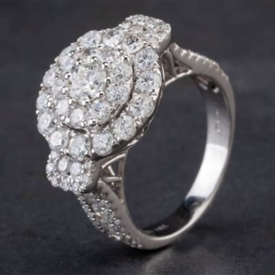 Pre-Owned 14ct White Gold Diamond Cluster Ring 4328012