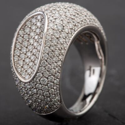 Pre-Owned 18ct White Gold 3.55ct Diamond Large Domed Bucherer Ring 4328195