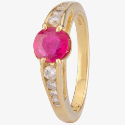 Pre-Owned 18ct Yellow Gold Ruby and Diamond Ring 4328326