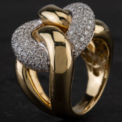 Pre-Owned 14ct Yellow Gold Diamond Knot Design Ring 4328536