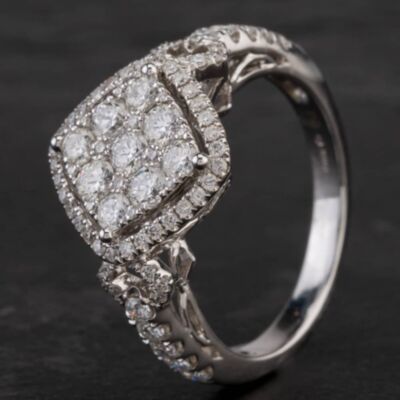 Pre-Owned 18ct White Gold Diamond Fancy Cluster Ring 4328549