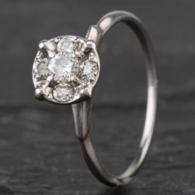 Pre-Owned 9ct White Gold Diamond Cluster Ring 4328629