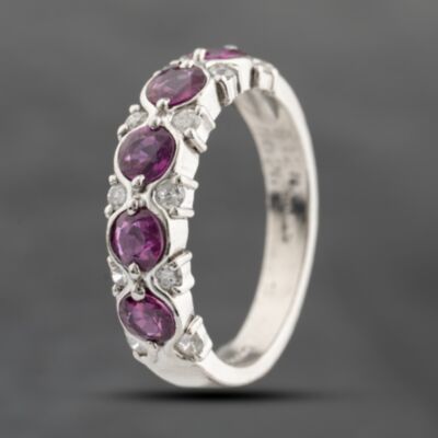 Pre-Owned Platinum 1.20ct Ruby & 0.26ct Diamond Half Eternity Ring 43351044