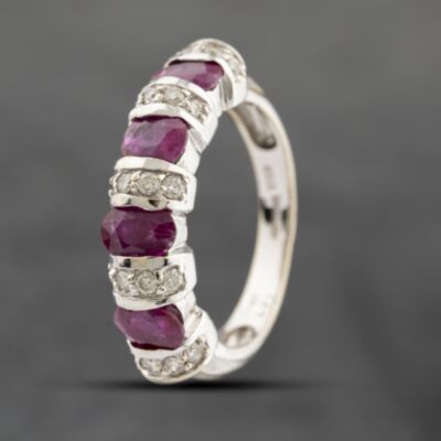 Pre-Owned 18ct White Gold 1.80ct Ruby & 0.27ct Diamond Half Eternity Ring 43351045