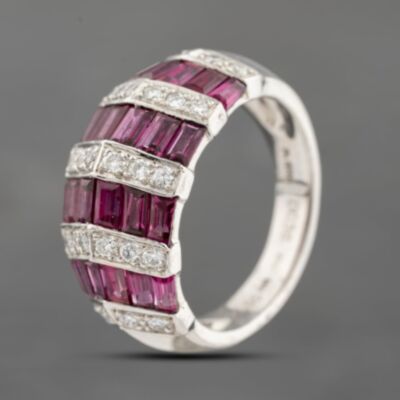 Pre-Owned Platinum 2.65ct Ruby & 0.36ct Diamond Multi Row Dress Ring 43351057