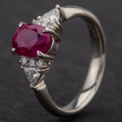 Pre-Owned Platinum Nine Stone 2.11ct Ruby & 0.36ct Diamond Ring 4335111