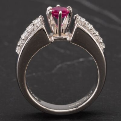 Pre-Owned Platinum Oval Ruby & Diamond Set Shoulders Ring 4335200
