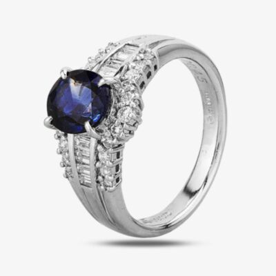 Pre-Owned Platinum 1.40ct Sapphire & 0.45ct Diamond Cluster Ring 4336048
